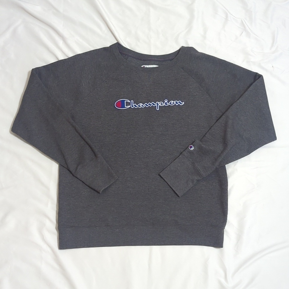 Champion Powerblend Fleece Boyfriend Crewneck Sweatshirt, Color Gray Size L